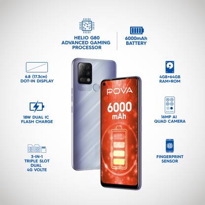 Tecno POVA (Speed Purple, 64 GB) (4 GB RAM) - Image 4