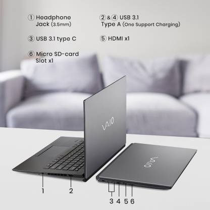 Vaio SE Series Core i5 8th Gen - (8 GB/512 GB SSD/Windows 10 Home) NP14V1IN003P Thin and Light Laptop (14 inch, Dark Grey, 1.35 kg, With MS Office) - Image 3