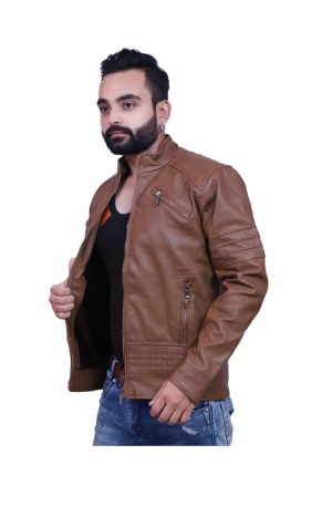 Men Full Sleeve Leather Solid Leather Jacket