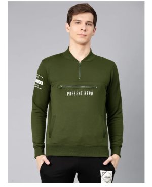 Men Sweatshirts Cotton Fleece Full Sleeve V-Neck
