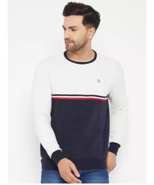 Men Sweatshirts Fleece Round Neck Striped ( 380 GSM )
