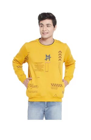 Men Sweatshirts Cotton Fleece Blend Round Neck