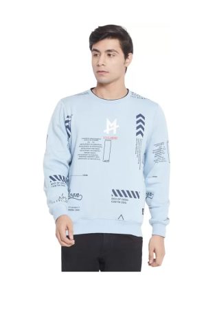 Men Sweatshirts Cotton Fleece Blend Round Neck