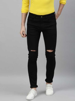 Men Slim Jeans Black
