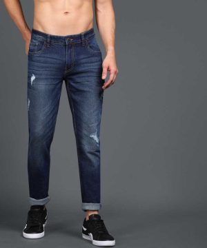 Men Slim Jeans Dark Blue