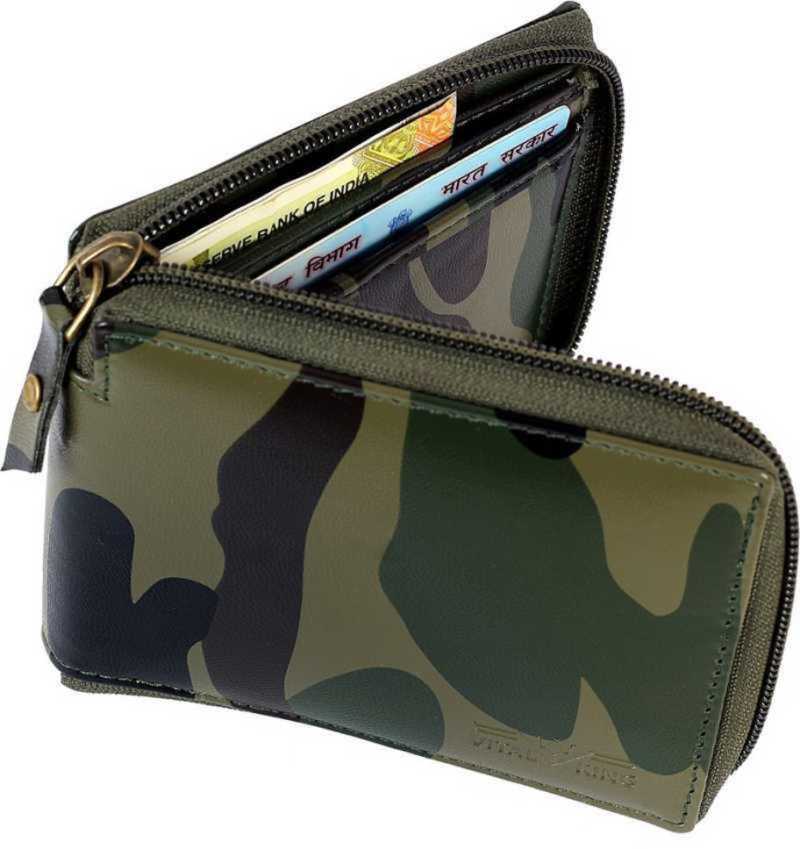 Men Casual Black, Green Artificial Leather Money Clip - Mini (8 Card Slots)