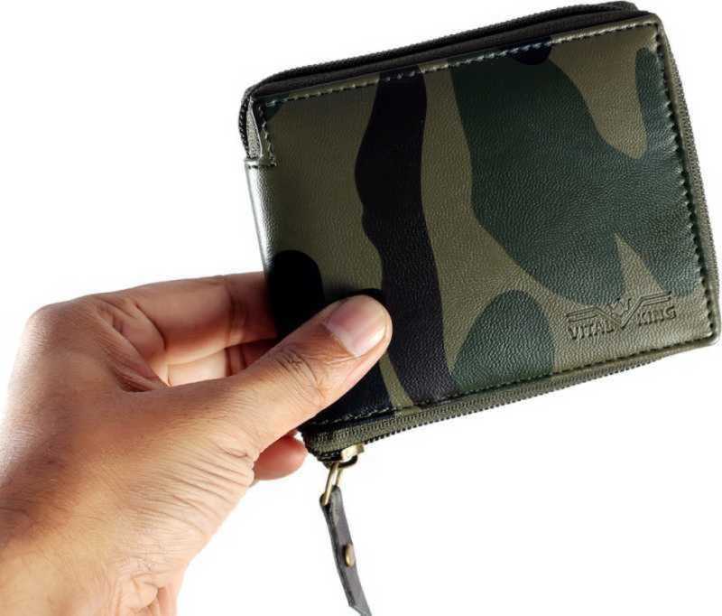 Men Casual Black, Green Artificial Leather Money Clip - Mini (8 Card Slots) - Image 3