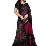 Printed Fashion Lycra Blend Saree  (Maroon)