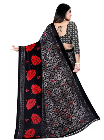 Printed Daily Wear Georgette Saree (Multicolor) - Image 3