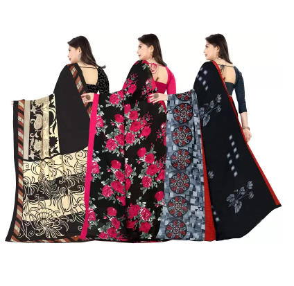 Printed Daily Wear Georgette Saree (Pack of 3, Multicolor) - Image 5