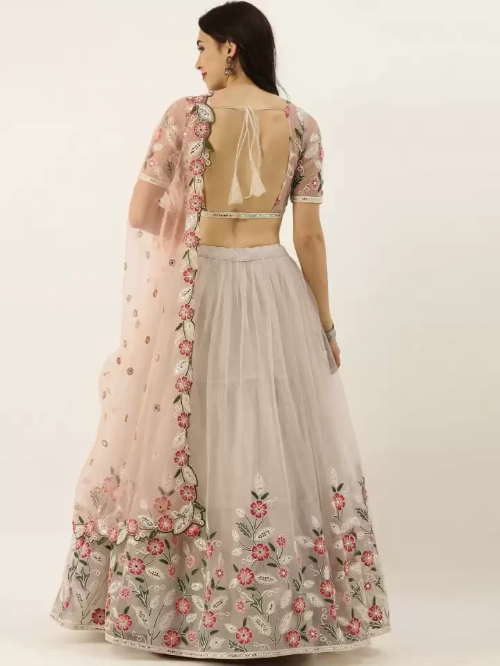 Embroidered Semi Stitched Lehenga Choli (Multicolor) - Image 2