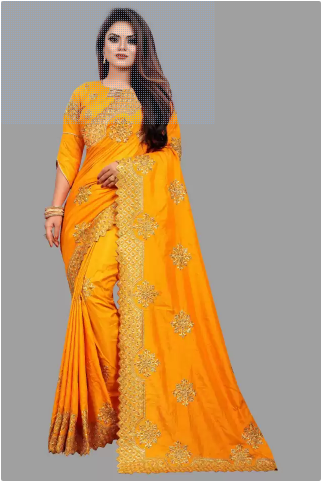 Embroidered Daily Wear Art Silk Saree (Yellow)