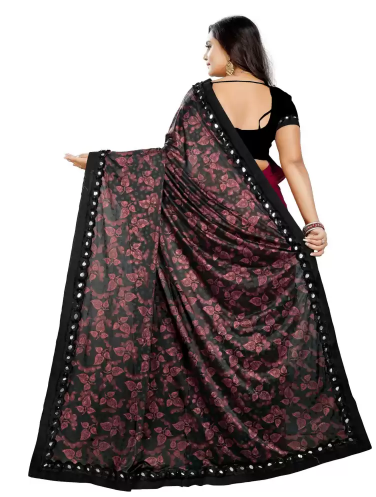 Embroidered Bollywood Lycra Blend Saree (Maroon) - Image 5