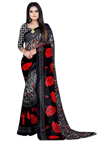 Printed Daily Wear Georgette Saree (Multicolor)