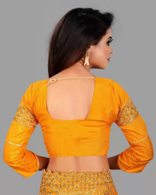 Embroidered Daily Wear Art Silk Saree (Yellow) - Image 5
