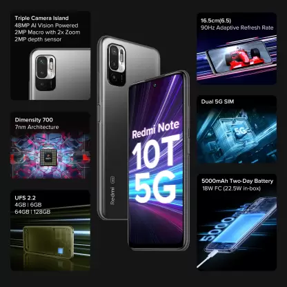 REDMI Note 10T 5G (Graphite Black, 64 GB) (4 GB RAM) - Image 4