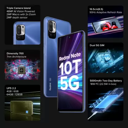 REDMI Note 10T 5G (Metallic Blue, 64 GB) (4 GB RAM) - Image 4