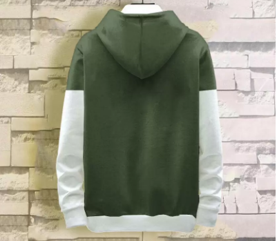 Printed Men Hooded Neck Dark Green, White T-Shirt - Image 2