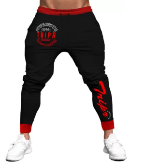 Men Black, Red Track Pants Printed